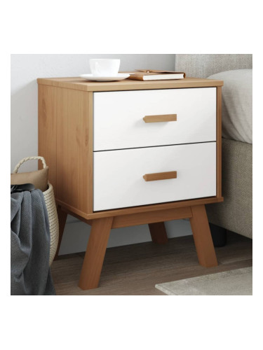 Sonata H Нощно шкафче OLDEN, бяло и кафяво, борово дърво масив