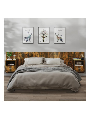 Sonata H Нощни шкафчета за стенен монтаж, 2 бр, опушен дъб