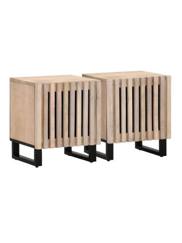 Sonata H Нощни шкафчета, 2 бр, 40x34x46 см, избелено мангово дърво масив