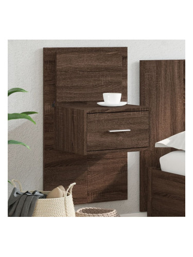 Sonata H Нощно шкафче за стена с LED осветление, кафяв дъб