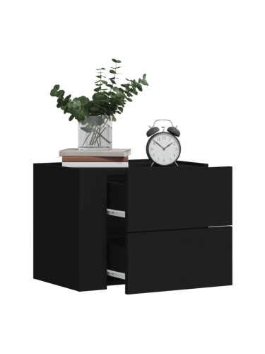Sonata H Нощни шкафчета за стенен монтаж, 2 бр, черни, 45x30x35 см