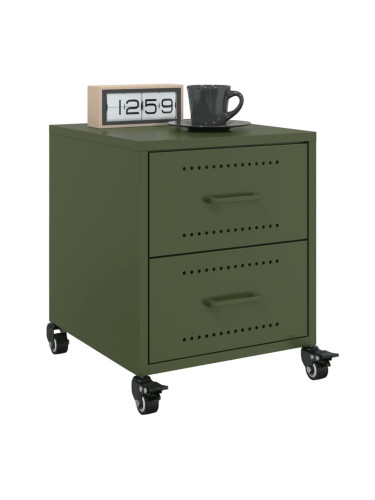 Sonata H Нощни шкафчета 2 бр маслиненозелени 36x39x43,5 см стомана