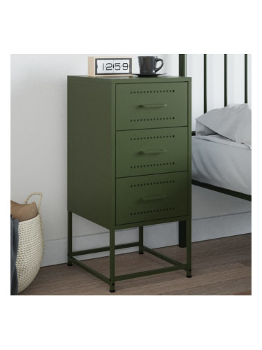 Sonata H Нощно шкафче, маслиненозелено, 36x39x78 см, стомана