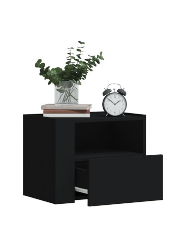 Sonata H Нощни шкафчета за стенен монтаж, 2 бр, черни, 45x30x35 см