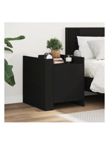 Sonata H Нощно шкафче, черно, 45x50x50 см, инженерно дърво