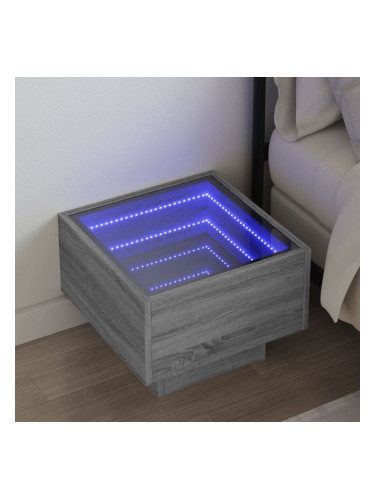 Sonata H Нощна масичка с Infinity LED, сив сонома, 40x40x30 см