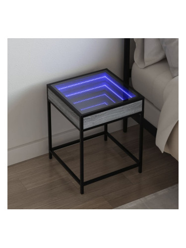 Sonata H Нощна масичка с Infinity LED, сив сонома, 40x40x51 см