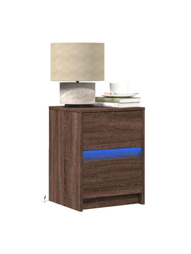 Sonata H Нощни шкафчета с LED, 2 бр, Кафяв дъб, инженерно дърво