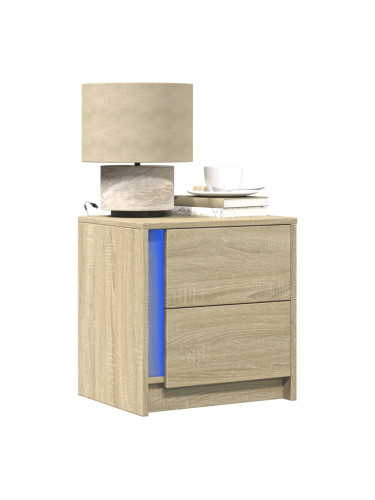 Sonata H Нощни шкафчета с LED, 2 бр, сонома дъб, инженерно дърво