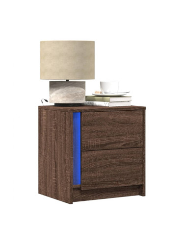 Sonata H Нощно шкафче с LED осветление, кафяв дъб, инженерно дърво
