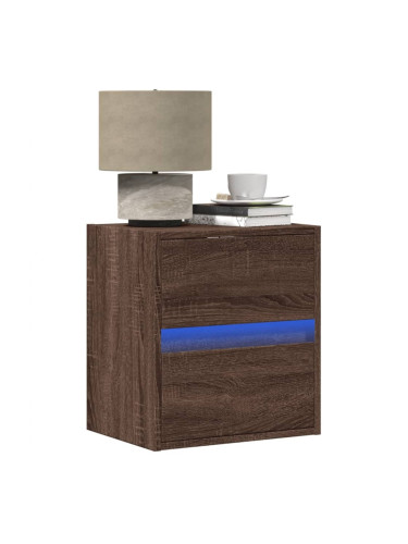 Sonata H Нощно шкафче за стена с LED осветление, кафяв дъб