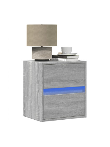 Sonata H Нощно шкафче за стена с LED осветление, сив сонома
