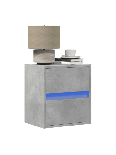 Sonata H Нощно шкафче за стена с LED осветление, бетонно сиво