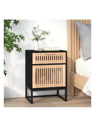 Sonata H Нощно шкафче, черно, 40x30x55,5 см, инженерно дърво и желязо