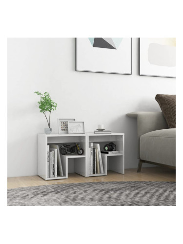 Sonata H Шкафче за спалня, бял гланц, 2 бр, 40x30x40 см, инженерно дърво