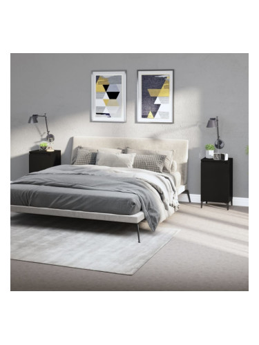 Sonata H Нощни шкафчета, 2 бр, черни, 40x35x70 cm, инженерно дърво