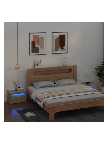Sonata H Нощни шкафчета, 2 бр, с LED, дъб сонома, 60x35x40 см