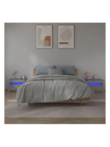 Sonata H Нощни шкафчета, 2 бр, с LED, сив сонома, 60x35x40 см