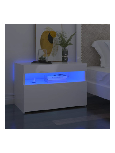 Sonata H Нощни шкафчета с LED осветление 2 бр бял гланц 60x35x40 см