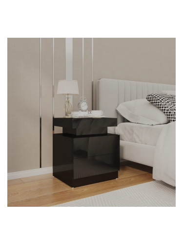 Sonata H Нощно шкафче, черен гланц, 45x35x52 см, инженерно дърво