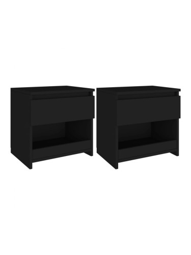 Sonata H Нощни шкафчета, 2 бр, черни, 40x30x39 см, инженерно дърво