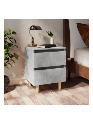 Sonata H Нощно шкафче с крака от боров масив, бетонно сиво, 40x35x50 см