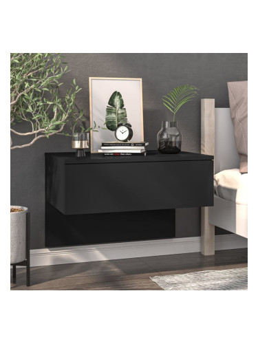 Sonata H Нощно шкафче за стенен монтаж, черно