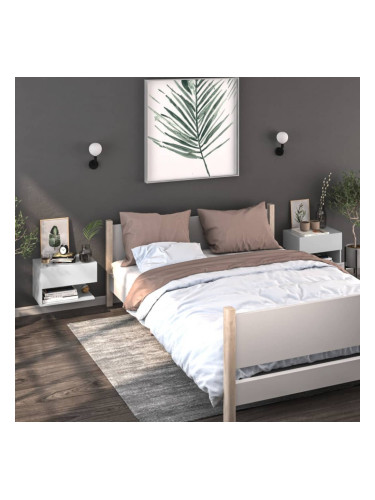 Sonata H Нощни шкафчета за стенен монтаж, 2 бр, бели