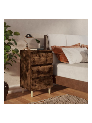 Sonata H Нощно шкафче с крака от масивно дърво, опушен дъб, 40x35x69 см