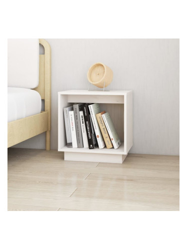 Sonata H Нощно шкафче, бяло, 40x30x40 см, борово дърво масив