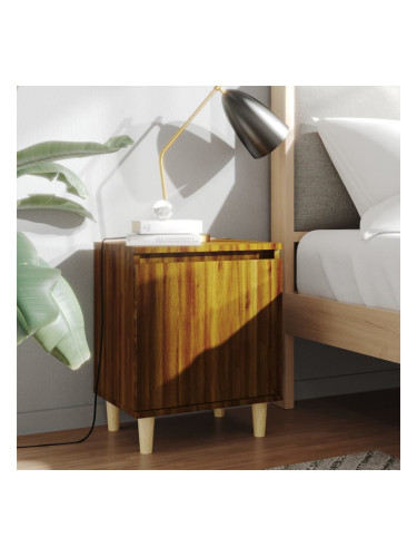 Sonata H Нощни шкафчета с крака масивно дърво 2 бр кафяв дъб 40x30x50 см