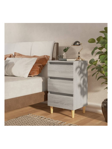 Sonata H Нощно шкафче с крака от масивно дърво, сив сонома, 40x35x69 см