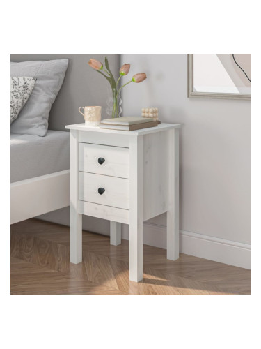 Sonata H Нощно шкафче, бяло, 40x35x61,5 см, борово дърво масив