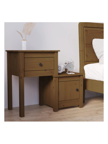 Sonata H Нощно шкафче меденокафяво 79,5x38x65,5 см борово дърво масив