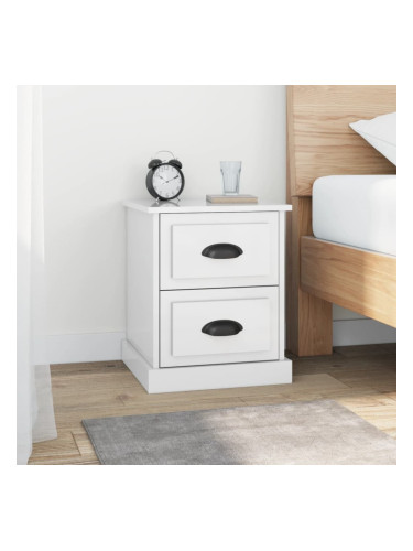 Sonata H Нощни шкафчета, 2 бр, бял гланц, 39x39x47,5 см, инженерно дърво