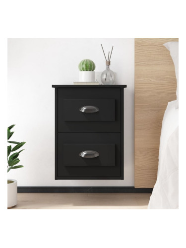 Sonata H Нощни шкафчета за стенен монтаж, 2 бр, черни, 41,5x36x53 см