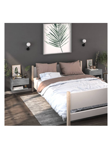 Sonata H Нощни шкафчета за стенен монтаж, 2 бр, сив сонома