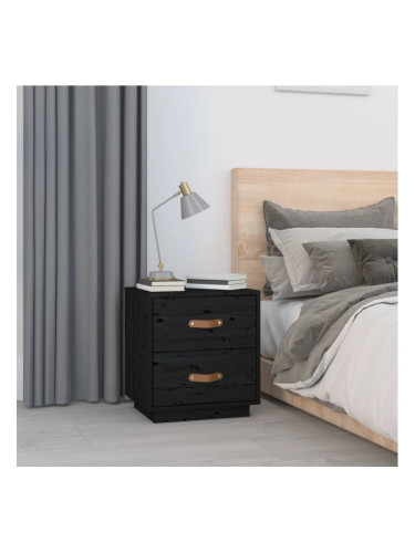 Sonata H Нощно шкафче, черно, 40x34x45 см, борово дърво масив
