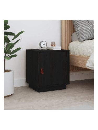 Sonata H Нощно шкафче, черно, 40x34x45 см, борово дърво масив