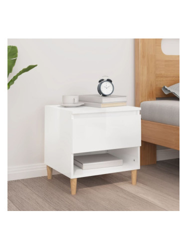 Sonata H Нощна масичка, бял гланц, 50x46x50 см, инженерно дърво