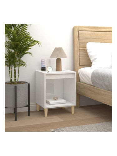 Sonata H Нощно шкафче, бял гланц, 40x35x50 см, инженерно дърво