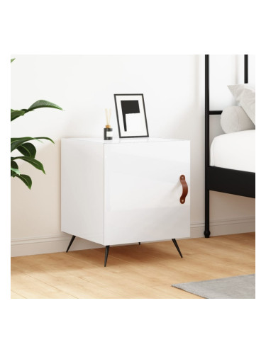 Sonata H Нощно шкафче, бял гланц, 40x40x50 см, инженерно дърво