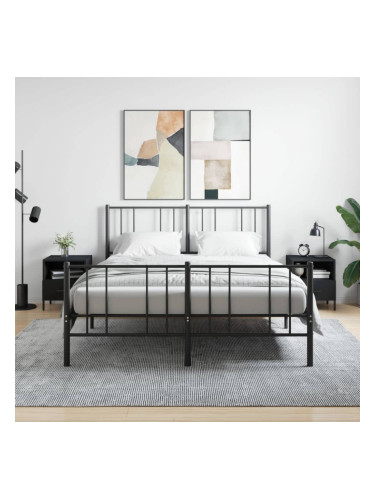 Sonata H Нощни шкафчета, 2 бр, черни, 40x35x47,5 см, инженерно дърво