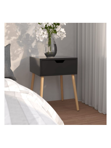 Sonata H Нощно шкафче, черен гланц, 40x40x56 см, ПДЧ