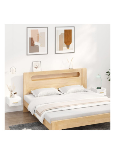 Sonata H Нощни шкафчета за стенен монтаж, 2 бр, бели, 35x35x20 см