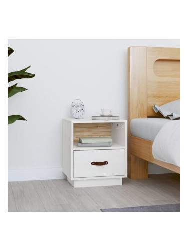 Sonata H Нощно шкафче, бяло, 40x34x45 см, борово дърво масив