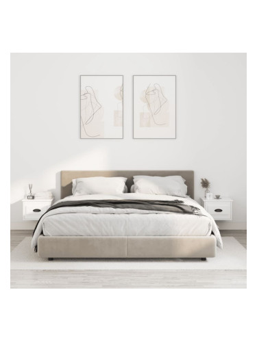 Sonata H Нощни шкафчета за стенен монтаж, 2 бр, бял гланц, 41,5x36x28 см