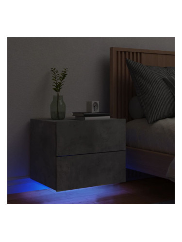 Sonata H Нощно шкафче за стена с LED осветление, бетонно сиво