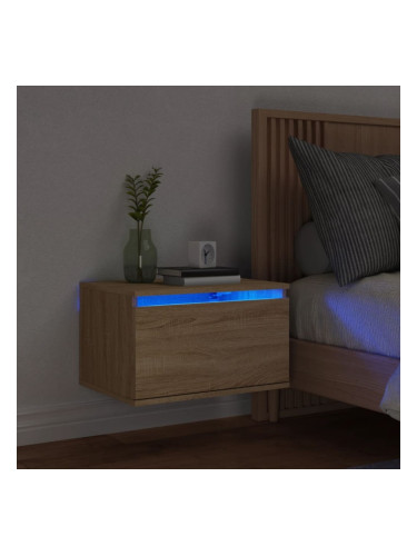 Sonata H Нощно шкафче за стена с LED осветление, дъб сонома
