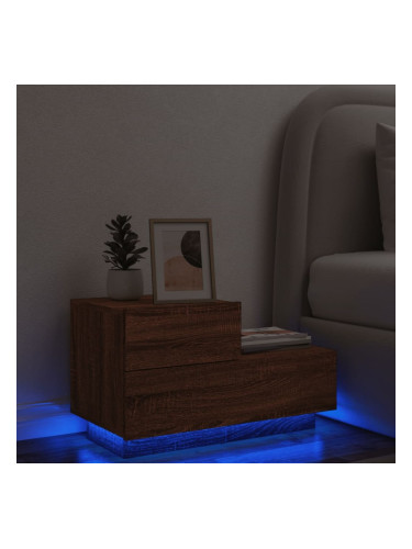 Sonata H Нощно шкафче с LED осветление, кафяв дъб, 70x36x40,5 см